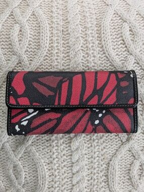 Pineda Covalin Monarch Butterly Red Leather Continental Wallet